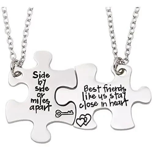 Melix Home Friendship Necklace for 2 Side by Side Best Friends Close in Heart Necklace Keyring Set Melix Home Friendship Necklace for 2 Side by Side Best Friends Close in Heart Necklace Keyring Set