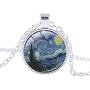 FM FM42 Starry Night Vincent Van Gogh Round Pendant Necklace with 26'' Rolo Chain (4 Styles)