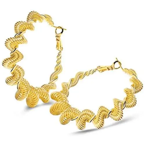 18K Gold Twisted Hoop Earrings 925 Sterling Silver Post Big Earrings Lightweight high polished Hoops Jewelry Gift for Women and Men 18K Gold Twisted Hoop Earrings 925 Sterling Silver Post Big Earrings Lightweight high polished Hoops Jewelry Gift for Women and Men