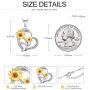 NUOKUN S925 Sterling Silver Heart Sunflower Necklace You are My Sunshine Necklace Rose Flower Pendant I Love You to The Moon and Back Jewelry for Women Girlfriend Wife Mother Her Birthday Gifts