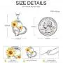 NUOKUN S925 Sterling Silver Heart Sunflower Necklace You are My Sunshine Necklace Rose Flower Pendant I Love You to The Moon and Back Jewelry for Women Girlfriend Wife Mother Her Birthday Gifts