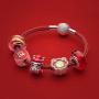 ATHENAIE 925 Sterling Silver Red Enamel Vintage Chinese New Year Lucky Cloud Lion Good Fortune Charm Beads for Bracelet