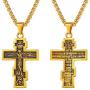 U7 Vintage Crucifix Pendant Christian Jewelry Vintage Black Plated/Stainless Steel/18K Gold Plated Orthodox Cross Catholic Necklace