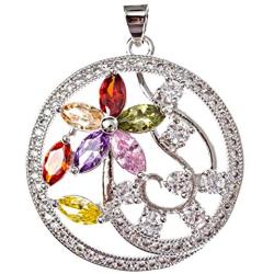 Ray Jewelry Non Tarnish Rhinestone Floral Pendant
