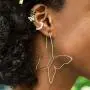 D.Rosse Large Boho Hollow Line Butterfly Earrings Gold Drop Dangle Beach Earrings Simple Stylish Dainty Pendant Silver Hoop Earrings for Women and Girls