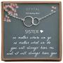 EFYTAL Sister Gifts from Sister, 925 Sterling Silver Double Circle Necklace, Birthday Jewelry Gift Necklaces for Sisters, No Matter