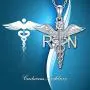 WINNICACA Sterling Silver Caduceus Angel Wings Nurse Necklace Stethoscope Necklaces for Graduation Birthday Nurses Day Gift for Her,18+2 Inch Rolo Chain