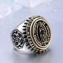 Mens Cool Stainless Steel Rings Vintage Blessed Virgin Mary Carved Christian Religious Signet Band Ring Size 7-13