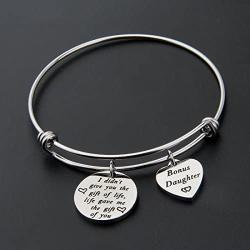 HOLLP Stepdaughter Rose Flower Bracelet Step Daughter Jewelry Daughter in Law Bracelet I Didnt Give You The of Life Gave Me Bracelet Stepdaughter Bracelet