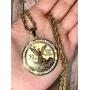 Men Women 925 Italy 14k Gold Finish Iced Round Mexican Coin Centenario Mexicano Moneda 50 Pesos Ice Out Pendant Stainless Steel Real 2.5 mm Rope Chain Necklace, Mens Jewelry, Iced Pesos Coin Pendant, Chain Pendant Rope Necklace