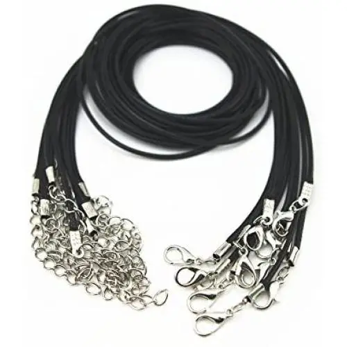 Glory Qin 10pcs Black Leather Necklace Cord Chain 1.5mm 2'' Extension Chain Glory Qin 10pcs Black Leather Necklace Cord Chain 1.5mm 2'' Extension Chain
