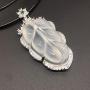 Sumray Natural ice Chalcedony Leaves Pendant Jade Necklace Pendant Jewelry Pendant for Man and Women Gifts