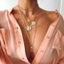 NSLS 3 Pieces Dainty Layered Choker Necklace Red Rhinestone Multilayer Gold Long Chain Crystal Cross Pendant Necklaces for Women Girls