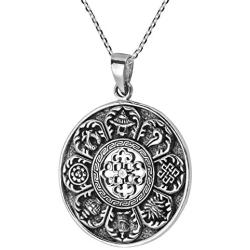 AeraVida Ancient Tibetan Amulet .925 Sterling Silver Pendant Necklace