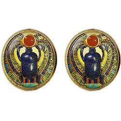 Egyptian Scarab Earring Ancient Egypt Jewelry Vintage Charm Glass Photo Jewelry