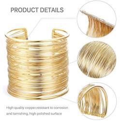 RIOSO 4 Pcs Cuff Bangle Bracelet for Women Open Wide Wire Bracelets Gold Wrist Cuff Wrap Bracelet
