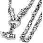 GuoShuang Men Stainless Steel Viking Bear Head with Thor Mjolnir Pendant Necklace -King Chain