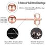 Sterling Silver Stud Earrings for Women Girls- 3 Pairs Tiny Ball Stud Earrings Round CZ Cubic Zirconia Earrings Pearl Earrings Set Cartilage Small Tragus Earrings(2mm,3mm,4mm)