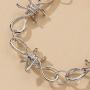 Lullabb Friendship Couple Barbed Wire Brambles Razor Blade Pendant Necklace Bracelet Jewelry Set for Women Men