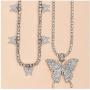 SONGCHANGJEWELRY Butterfly Cuban Link Necklace - Butterfly Chain Iced Out Tennis Chain - Shiny Rhinestone Cubic Zirconia Big Butterfly Pendant Bling Chain Women Jewelry Gifts