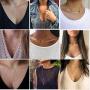 Dremcoue 12 Pcs Layered Choker Necklace for Women Girls Handmade Dainty Chain Necklace Set Pearl Coin Circle Bar Moon CZ Star Pendant Necklace