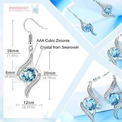 Sllaiss 925 Sterling Silver Post Blue Crystal Eye Drop Dangle Earrings18K White Gold Plated Swarovski Crystal Drop Earrings for Women