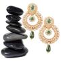 Touchstone Indian Bollywood Chandbali Moon Kundan polki Rhinestones Long Bridal Designer Jewelry Chandelier Earrings for Women in Gold Tone