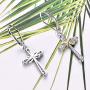 YL Cross Earrings 925 Sterling Silver Infinity Leverback Earrings Cross Dangle Drop Religious Jewelry Christian Baptism Gift