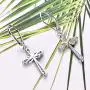 YL Cross Earrings 925 Sterling Silver Infinity Leverback Earrings Cross Dangle Drop Religious Jewelry Christian Baptism Gift