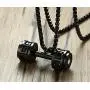 XUANPAI Mens Stainless Steel Hollow Fitness Gym Barbell Dumbbell Pendant Necklace with Chain 24'' XUANPAI Mens Stainless Steel Hollow Fitness Gym Barbell Dumbbell Pendant Necklace with Chain 24''