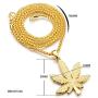 Daobg-stable Men Women Iced Out Weed Marijuana Leaf Pot Pendant Necklace Chain