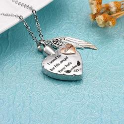 Cat Eye Jewels Memorial Ash Holder Urn Necklace Stainless Steel Heart Angel Wing Cremation Keepsake with Funnel Kit Necklace for Ashes for Men Women