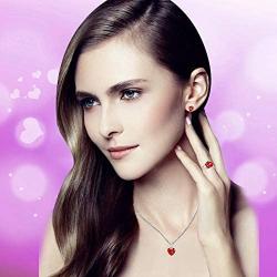 Uloveido White Gold Plated Crystal Heart Wedding Jewelry Set Women Necklace Earrings and Rings Set for Bridal Girls Anniversary Birthday Gift T213