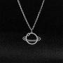 Planet Necklace for Men Women Silver Stainless Steel Hippie Hip Hop Kpop Punk Planet Pendant Necklace Birthday for Teens Eboys Egirls Best Friend Bro