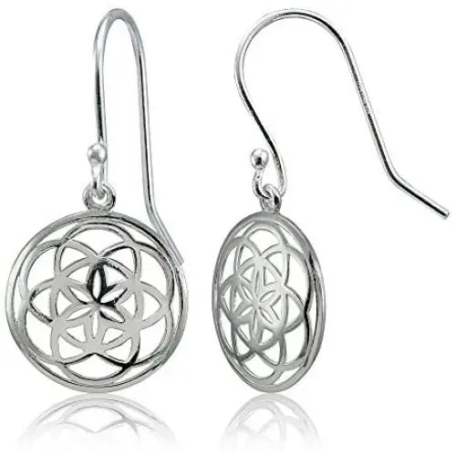 Sterling Silver High Polished Celtic Knot Round Dangle Earrings