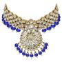 Aheli Indian Wedding Kundan Beaded Bridal Long Choker Necklace Earrings with Maang Tikka Traditional Jewelry Set for Women