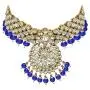 Aheli Indian Wedding Kundan Beaded Bridal Long Choker Necklace Earrings with Maang Tikka Traditional Jewelry Set for Women