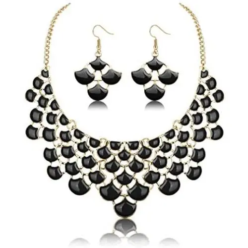 LOYALLOOK Fashion Jewerly Set Women Nescklace Statement Necklace Earrings Jewerly