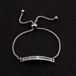 Just Keep Swimming Inspirational Cuff Expandable Bracelet Motivational Jewellery Amazing Gift