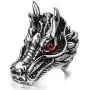 Dragon Ring for Men, Norse Viking Dragon Head Ring, Gothic Red Eye Dragon Ring, Vintage Dragon Totem Amulet Ring, Punk Animal Dragon Jewelry for Men Boys