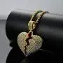 PAMTIER Mens Iced Out Full Diamond Broken Heart Pendant Necklace Chain Silver Gold PAMTIER Mens Iced Out Full Diamond Broken Heart Pendant Necklace Chain Silver Gold