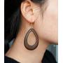 Wowanoo Wood Earrings Natural Wooden Teardrop Earrings Geometric Lightweight Drop Earrings for Women