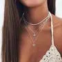 Gemily Boho Layered Tree Pendant Choker Necklace Silver Crystal Neck Chain Gothic Rhinestone Necklaces Jewelry for Women and Girls