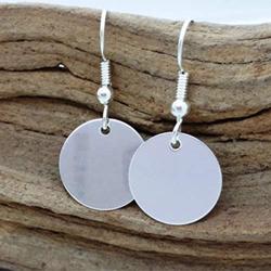 TseanYi Coin Disc Dangle Earrings Silver Round Drop Disk Earrings Personlize Trendy Earrings Jewelry for Women and Girls (Silver)