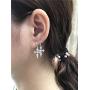Dainty CZ Cross Dangle Hoop Earrings for Women Girls S925 Sterling Silver with Charms Cubic Zirconia Vintage Boho Baroque Crisscross Religious Drop Dangling Tiny Huggie Hoops Cartilage Helix Jewelry