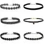 Maxforever Choker Set, 6 PCS Choker Necklaces Black Velvet Choker Set Classic Gothic Tattoo Lace Chokers