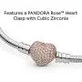 PANDORA Jewelry Moments Pave Heart Clasp Snake Chain Cubic Zirconia Bracelet in Rose PANDORA Jewelry Moments Pave Heart Clasp Snake Chain Cubic Zirconia Bracelet in Rose