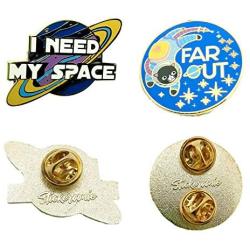 Stickeroonie Enamel Pin Set - I Need My Space Enamel Pin and Cute Astro Cat Astronaut Galaxy Planet Lapel Pin 1.2 Inches Enamel Pins Set Cute Backpack Lapel Pins Hat Pins Clothing Pins Cute Jewelry