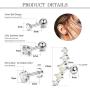 Besteel 16G Stainless Steel Cartilage Stud Earrings CZ Helix Tragus Daith Conch Monroe Piercing Set for Women Men