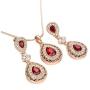 Yoursfs Garnet Red Gold Jewelry Sets for Women 18K Gold Plated Ruby Necklace Earrings Vintage Cz Crystal Jewelry Set